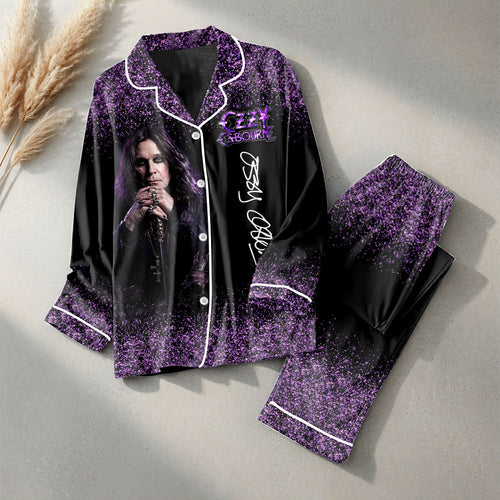 Ozzy Osbourne Satin Pajama Set with Piping – HOATT19986