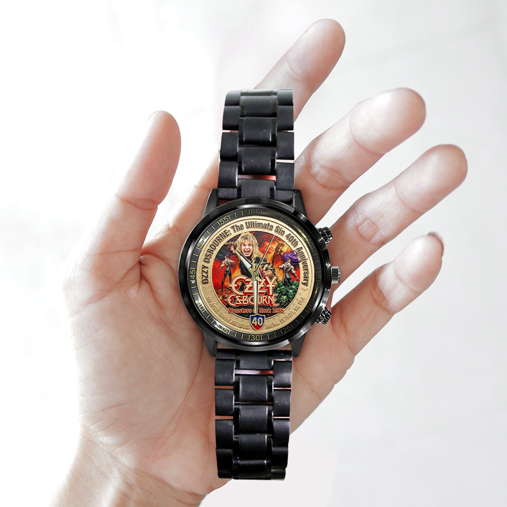 Ozzy Osbourne: The Ultimate Sin 40th Anniversary Black Stainless Steel Watch – TMTHU4982