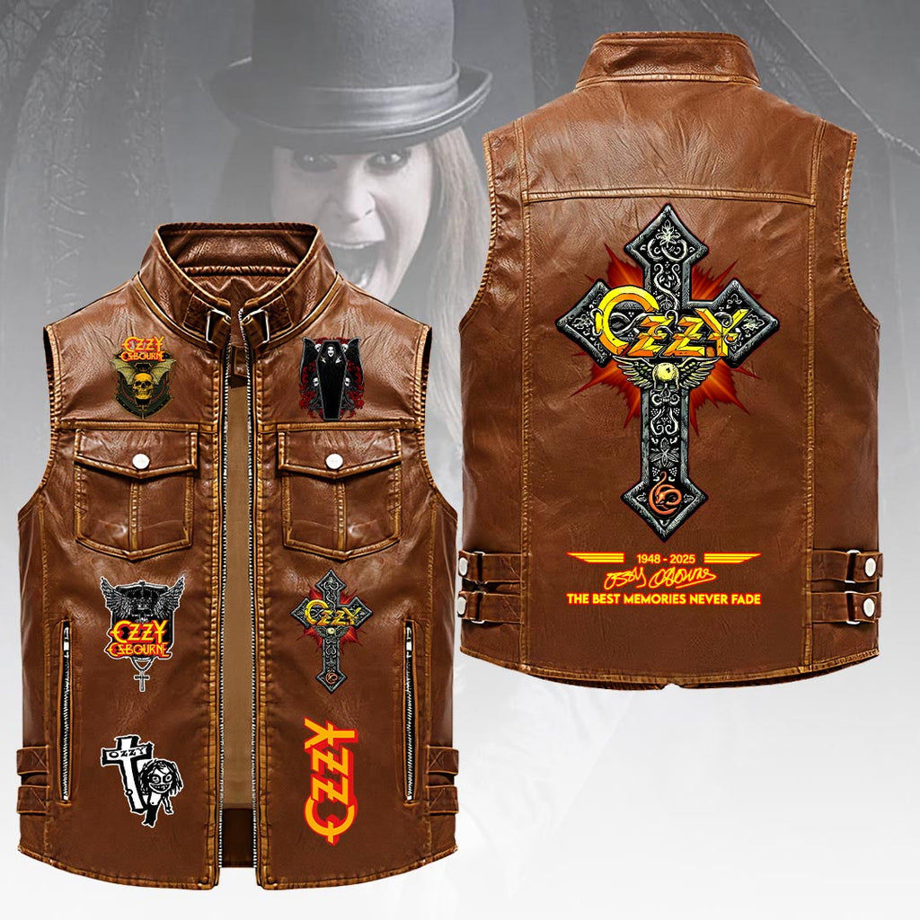 Ozzy Osbourne Premium 2D Sleeveless Leather Vest – HOATT19889