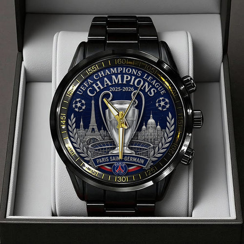 Paris Saint-Germain Champions of Europe 25/26 Black Stainless Steel Watch – TANTN23305