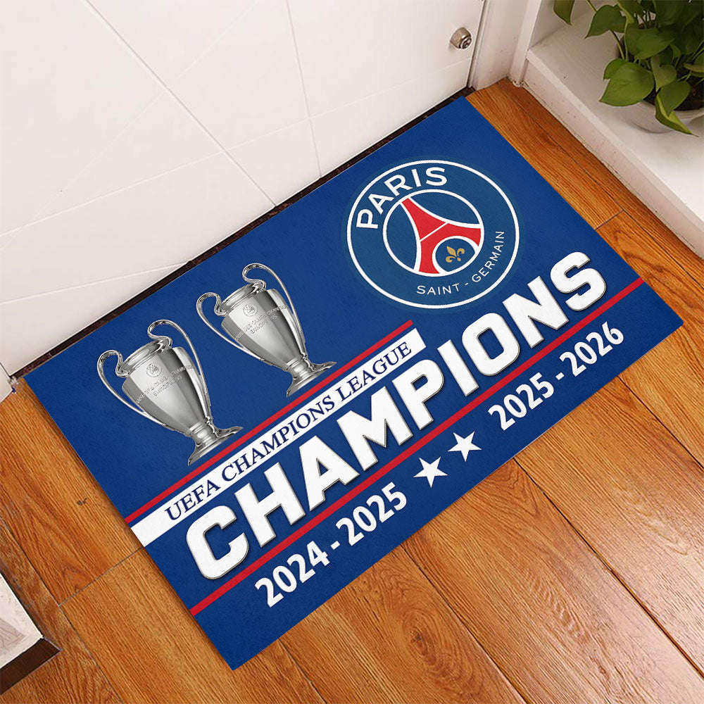 Paris Saint-Germain Champions of Europe 25/26 Custom Doormat – TANTN23331