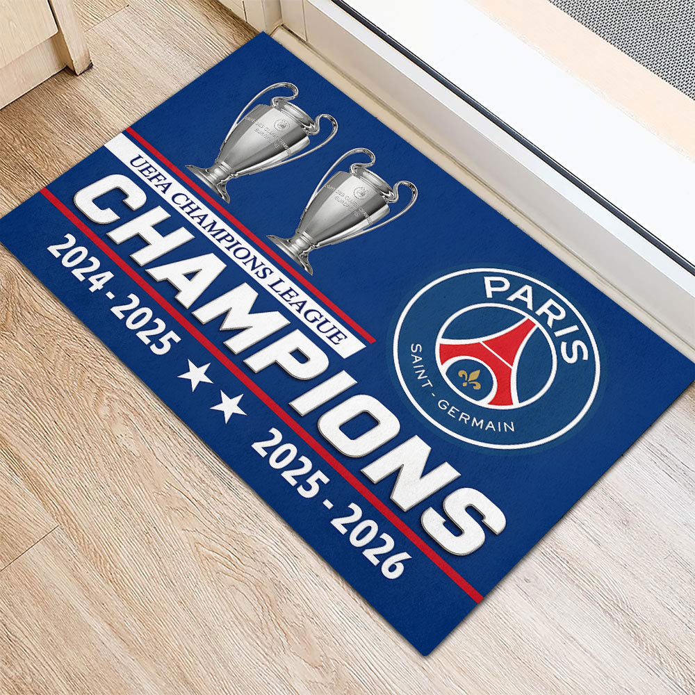 Paris Saint-Germain Champions of Europe 25/26 Custom Doormat – TANTN23331
