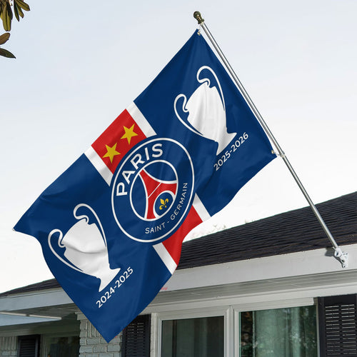 Paris Saint-Germain Champions of Europe 25/26 3D Double-side House Flag – TANTN23328