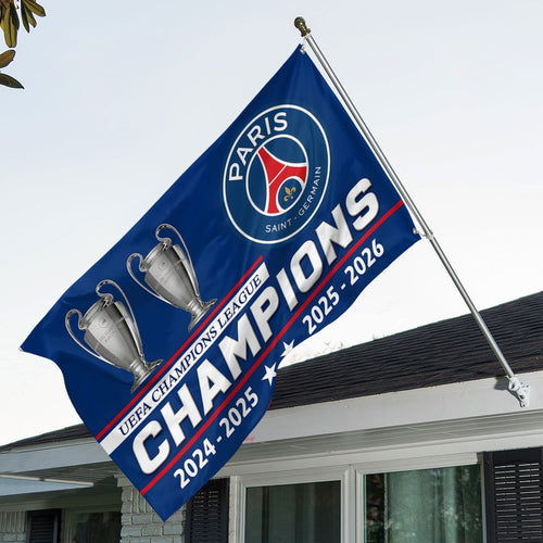Paris Saint-Germain Champions of Europe 25/26 3D Double-side House Flag – TANTN23330