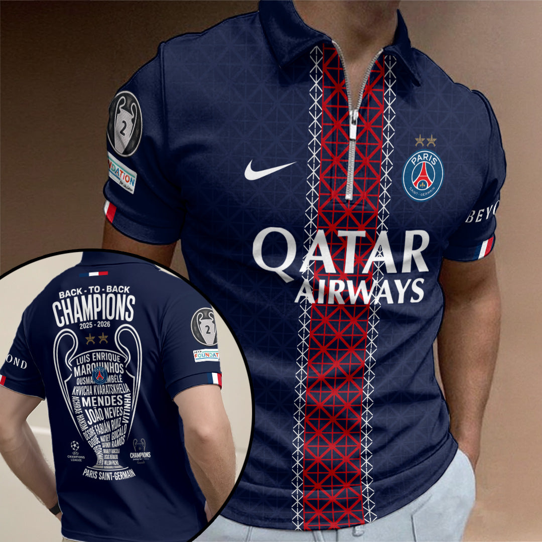 Paris Saint-Germain Champions of Europe 25/26 Zip Polo Shirt – TANTN23524