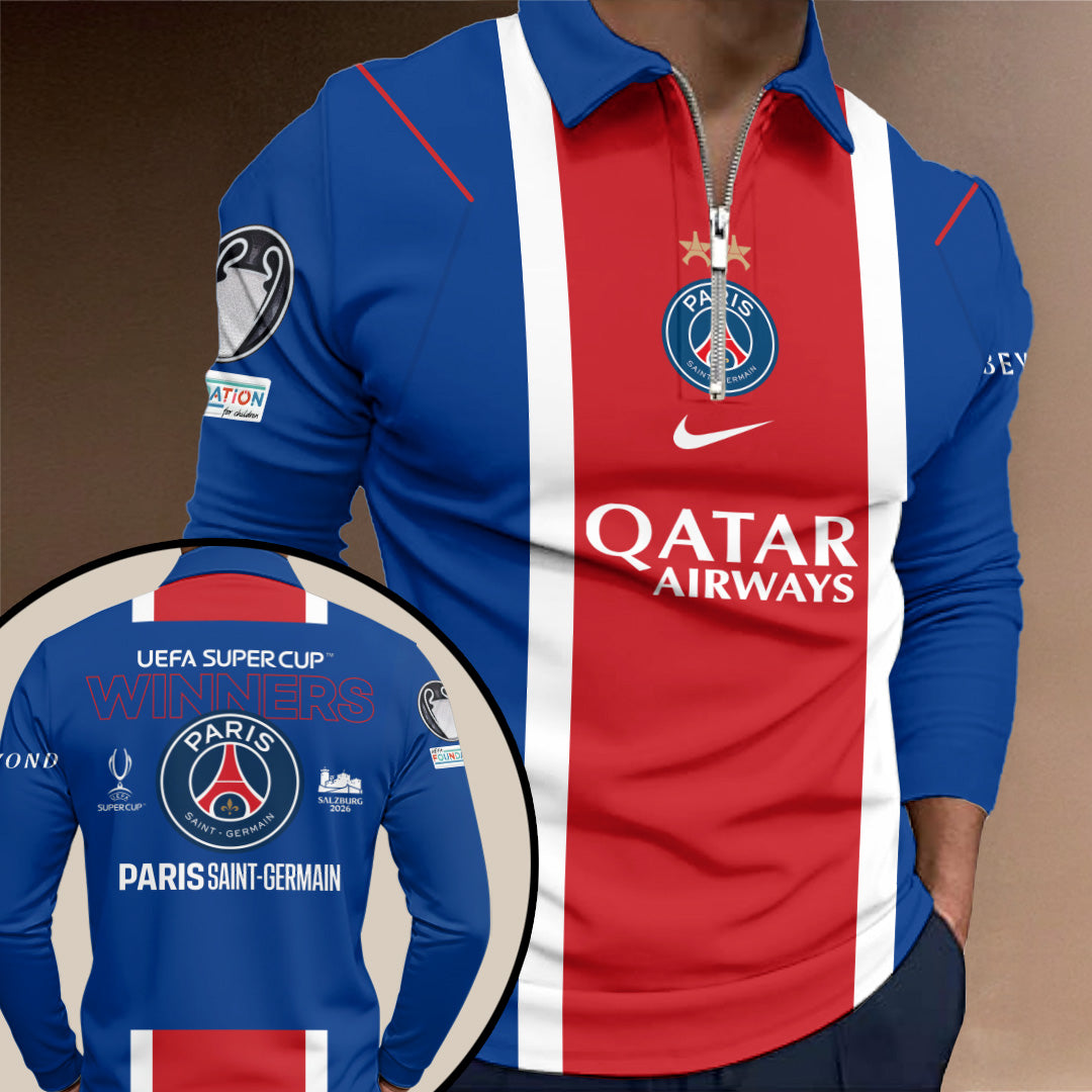 Paris Saint-Germain 2026 UEFA Super Cup Winners Zip Polo Shirt – TANTN24892