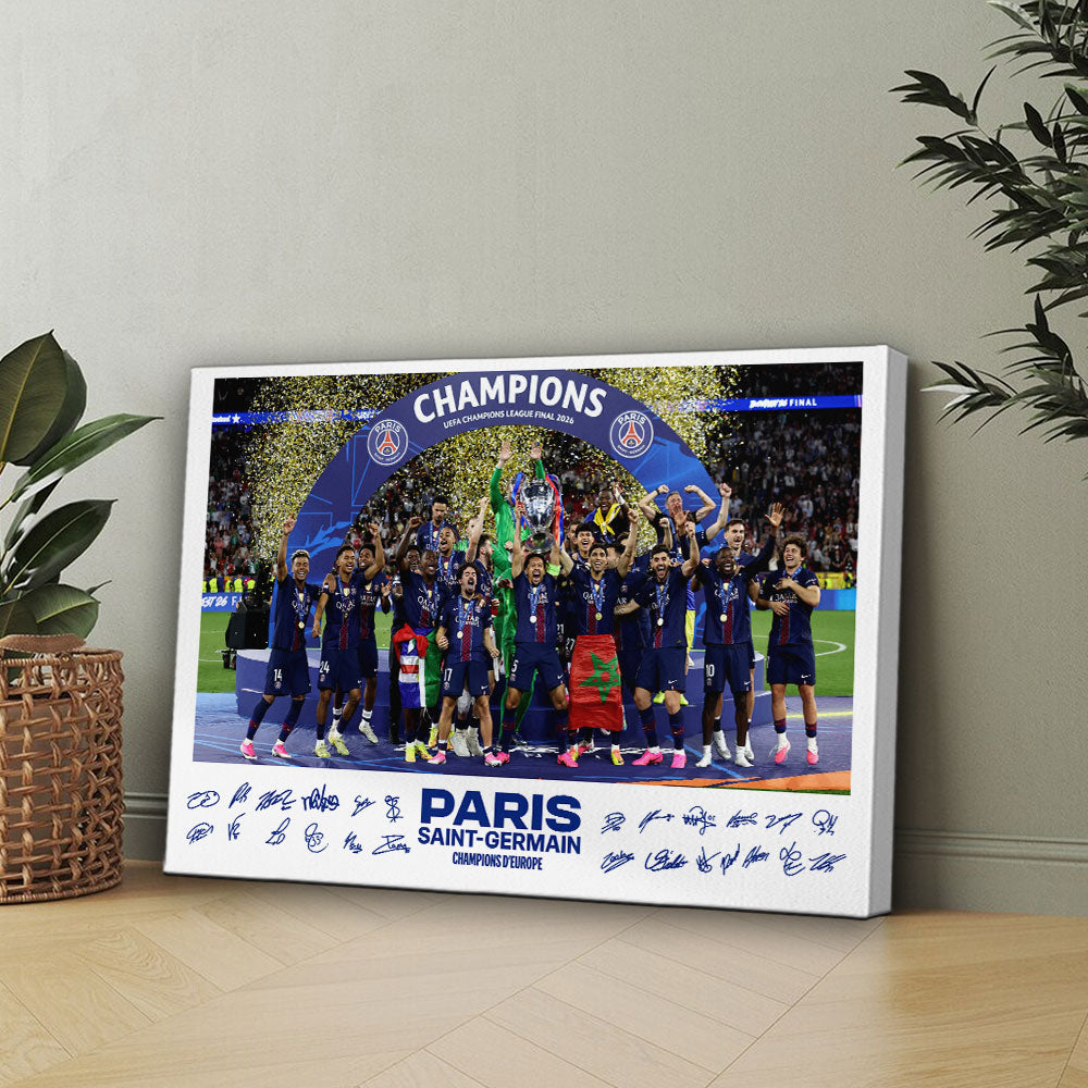 Paris Saint-Germain 25/26 Champions League Champions Rectangle Canvas With Inner Frame – HOATT18447