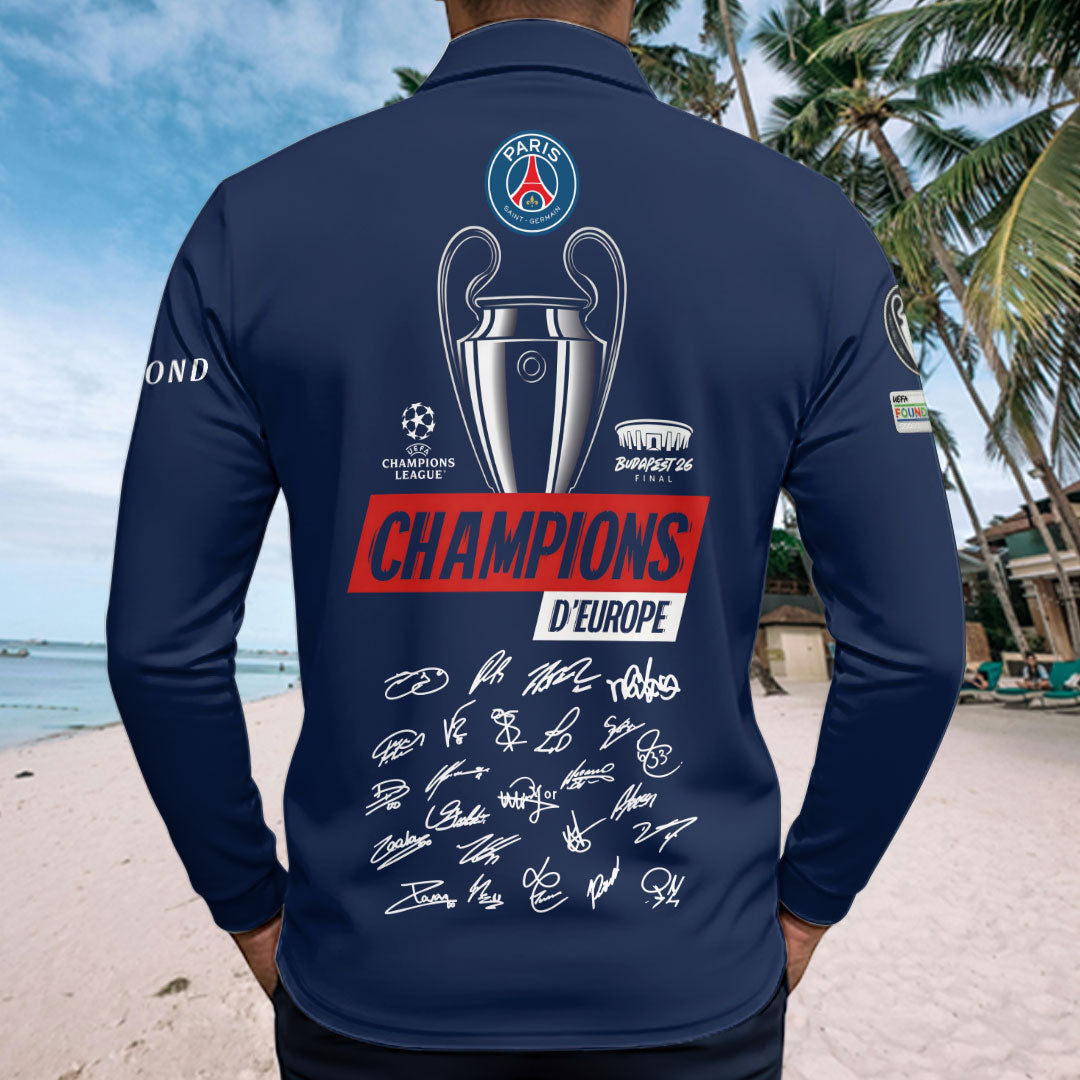 Paris Saint-Germain 25/26 Champions League Champions Zip Polo Shirt – HOATT18446
