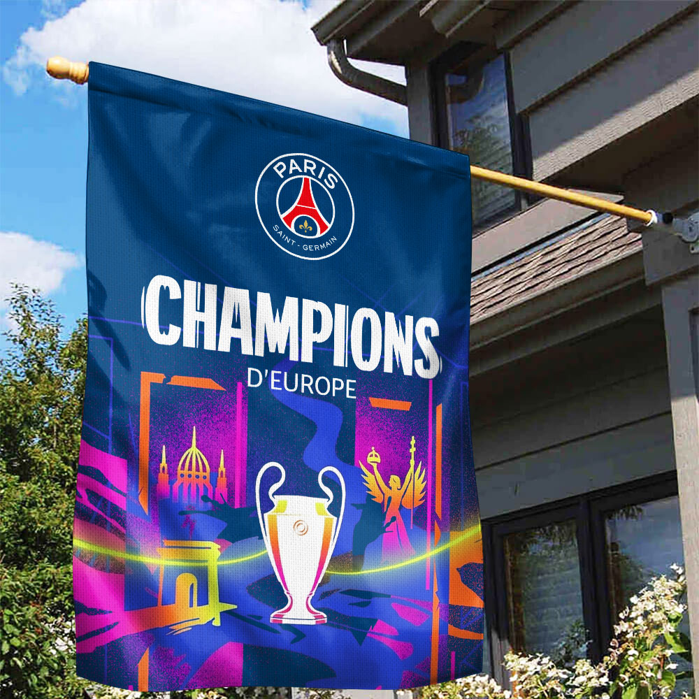 Paris Saint-Germain Champions of Europe 25/26 Double-side Garden Flag – TMTHU6566