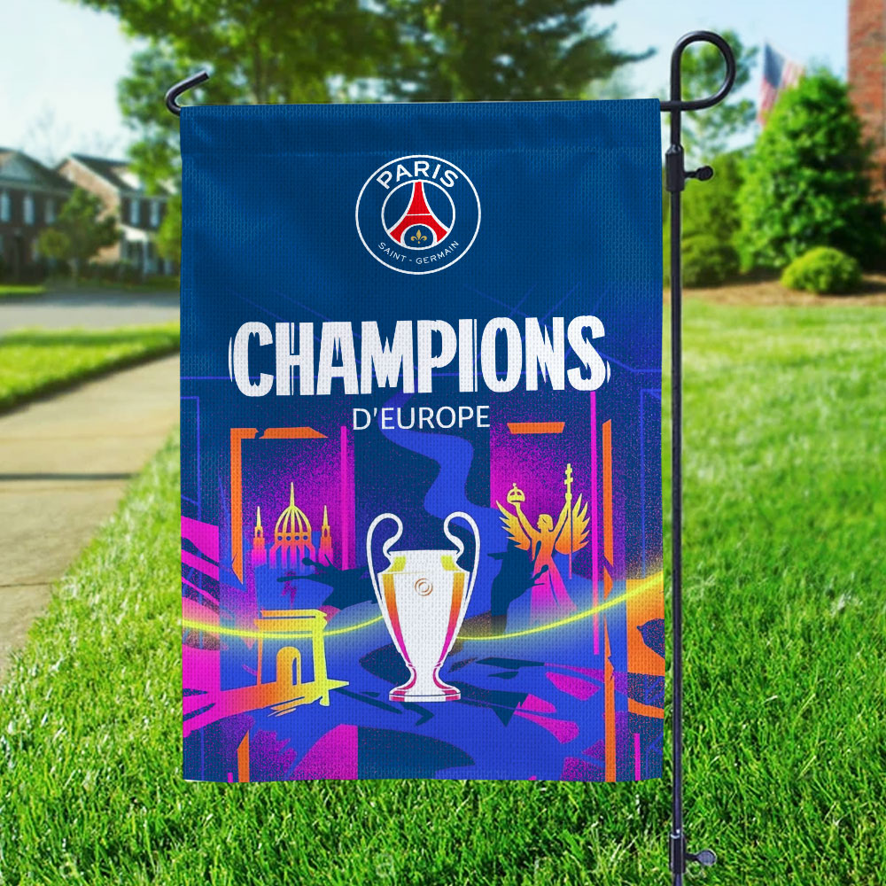 Paris Saint-Germain Champions of Europe 25/26 Double-side Garden Flag – TMTHU6566