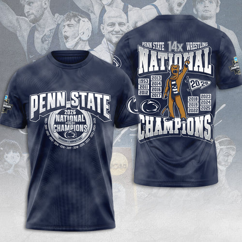 Penn State Nittany Lions Wrestling 2026 National Champions 3D Apparel – MAITM15241