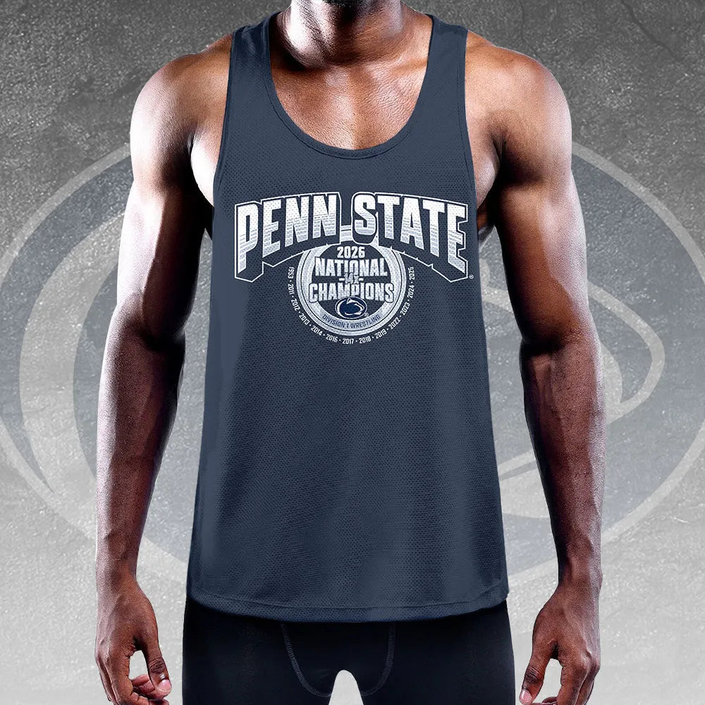 Penn State Nittany Lions Wrestling 2026 National Champions Y-Back Muscle Tank Top – HOATT17045