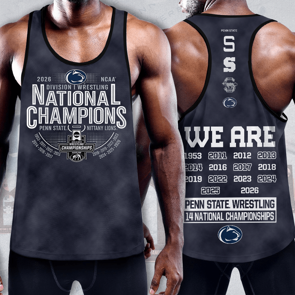 Penn State Nittany Lions Wrestling 2026 National Champions Y-Back Muscle Tank Top – MAITM15265