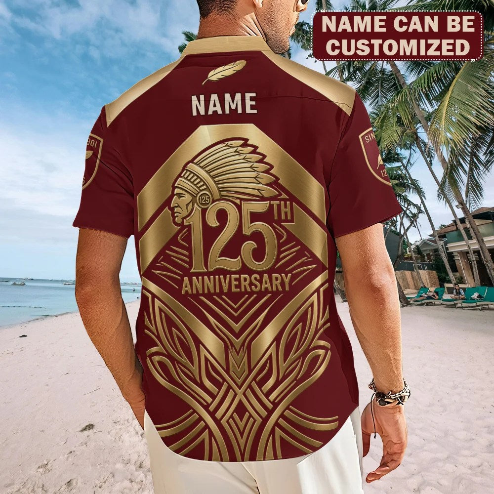 Personalized Indian Motorcycle 125th Anniversary Short Sleeve Button-Down Shirt – TMTHU8593