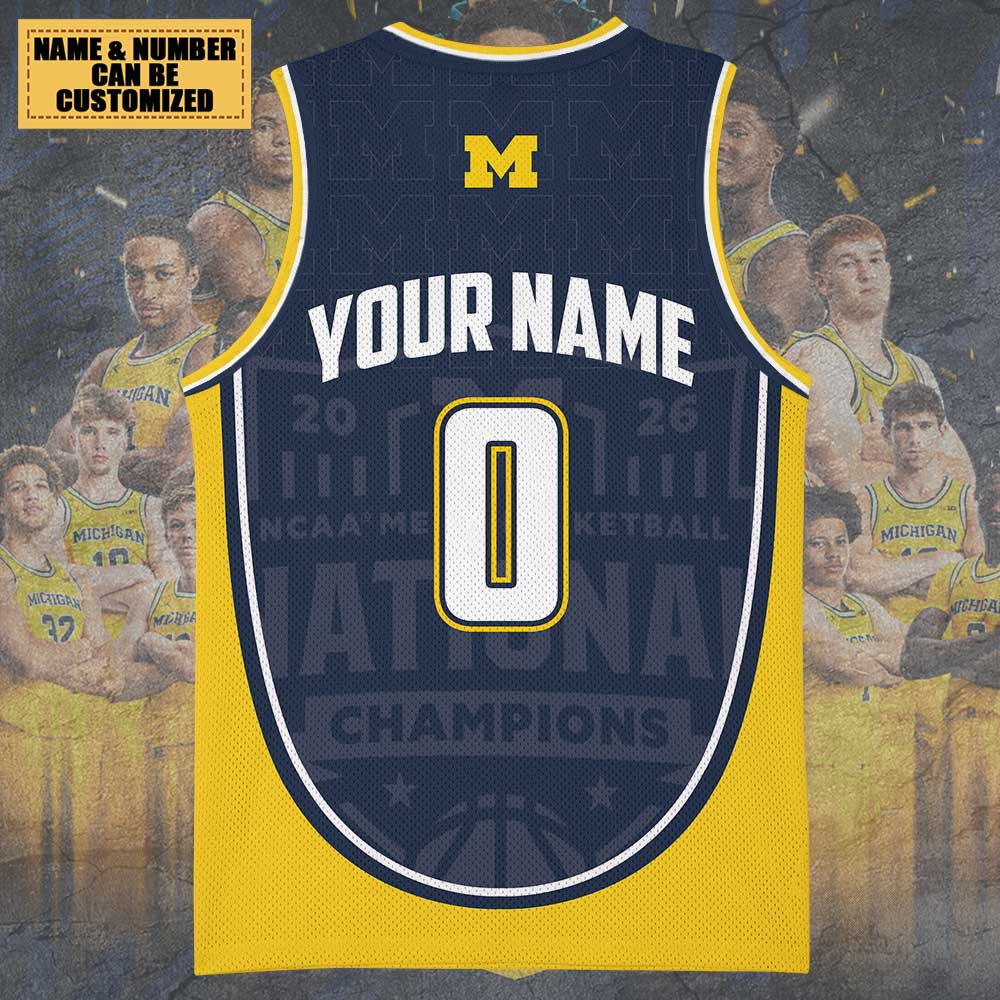 Personalized Michigan Wolverines 2026 NCAA Men's Basketball National Champs Basketball Jersey – TMTHU4973
