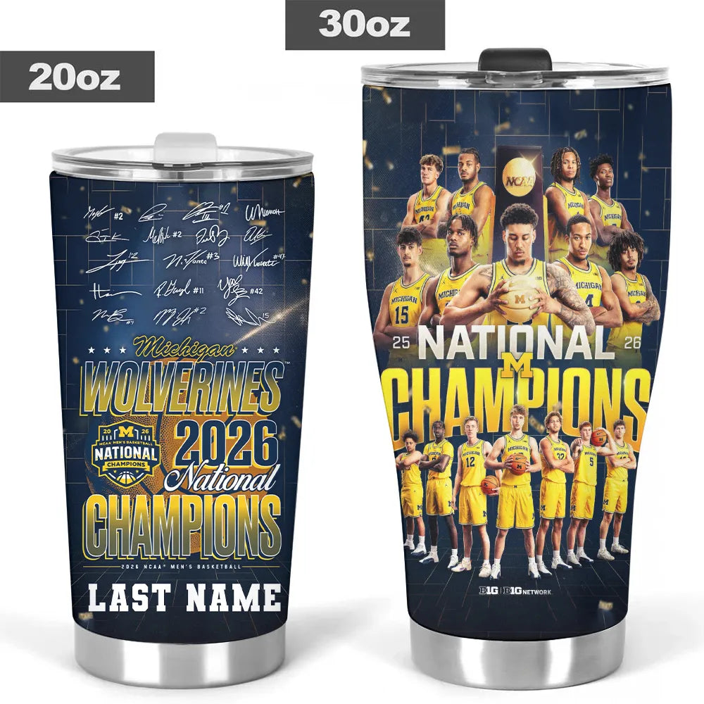 Pesonalized Michigan Wolverines 2026 NCAA Men's Basketball National Champs Tumbler Cup – TMTHU5110