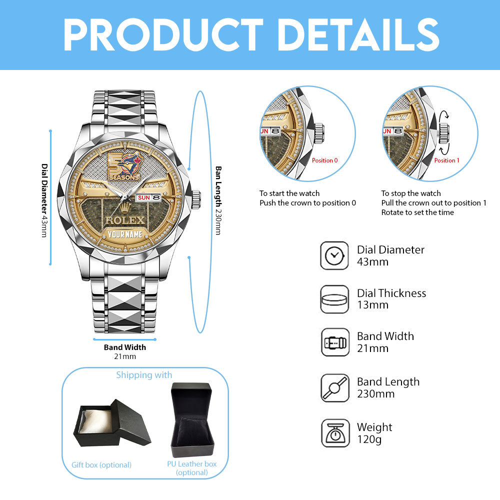 Personalized Toronto Blue Jays 50th Anniversary Alloy Luxury Quartz Watch – GNE6001