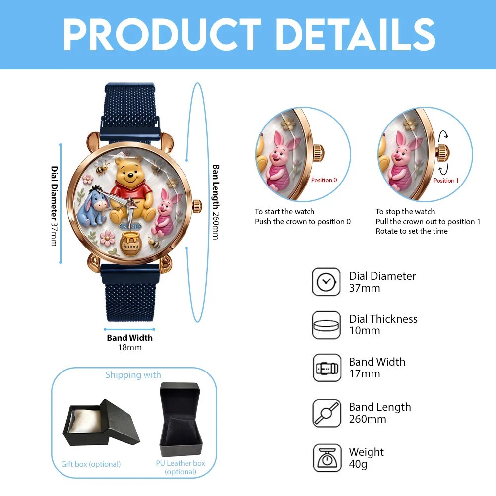 Personalized Winnie-the-Pooh Mesh Strap Quartz Watch – TMTHU10265