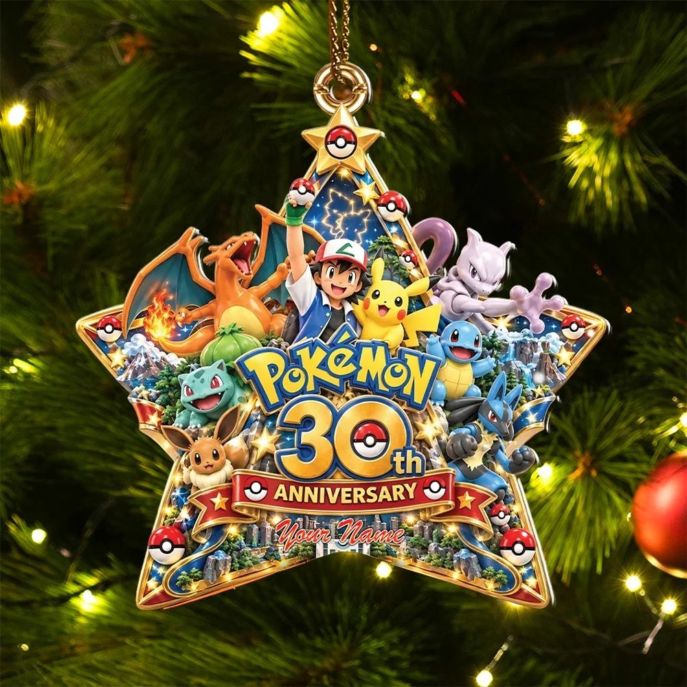 Personalized Pokemon 30th Anniversary Custom Shape 2-side Printed Acrylic Ornament – HOATT21384