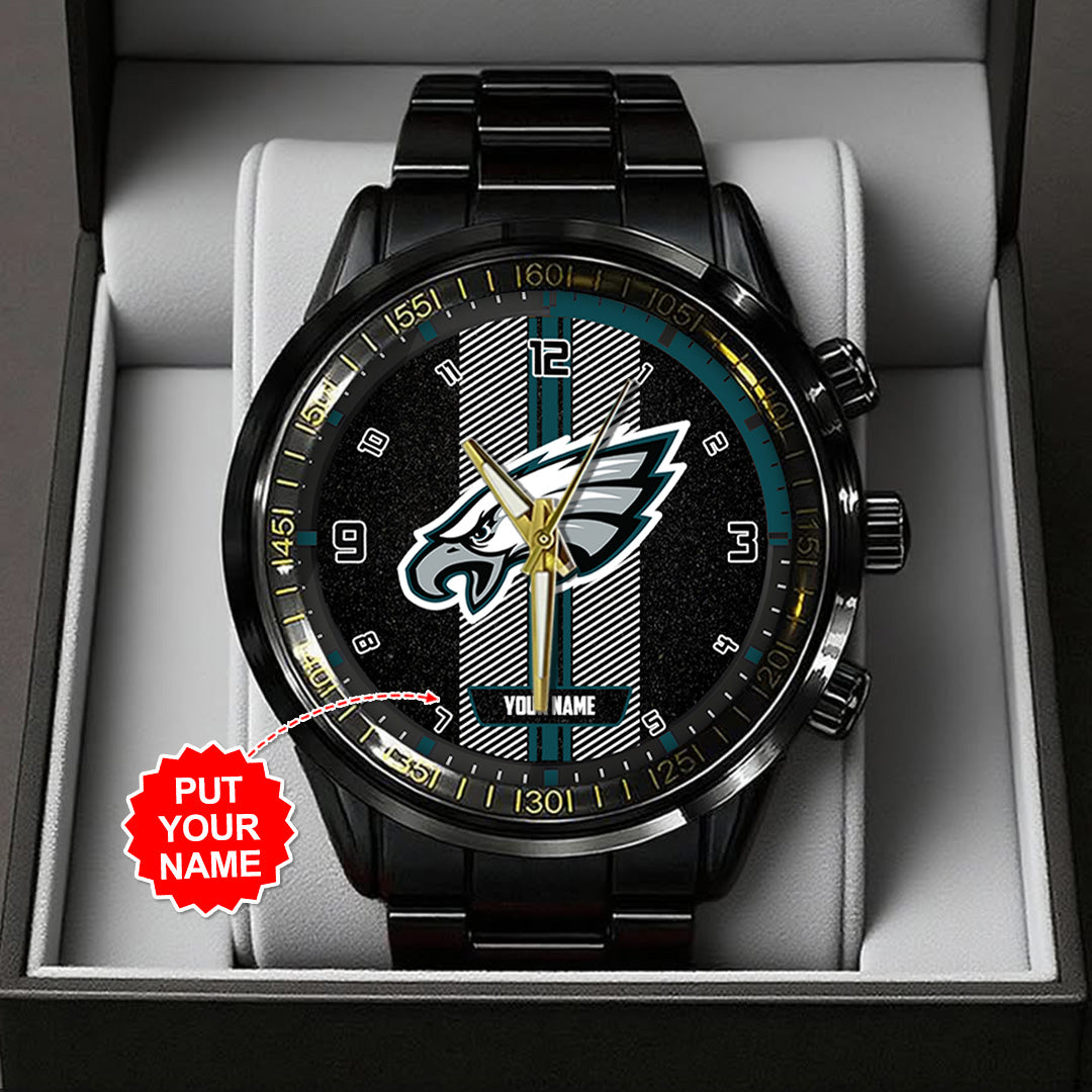 Personalized Philadelphia Eagles Black Stainless Steel Watch – TANTN16025