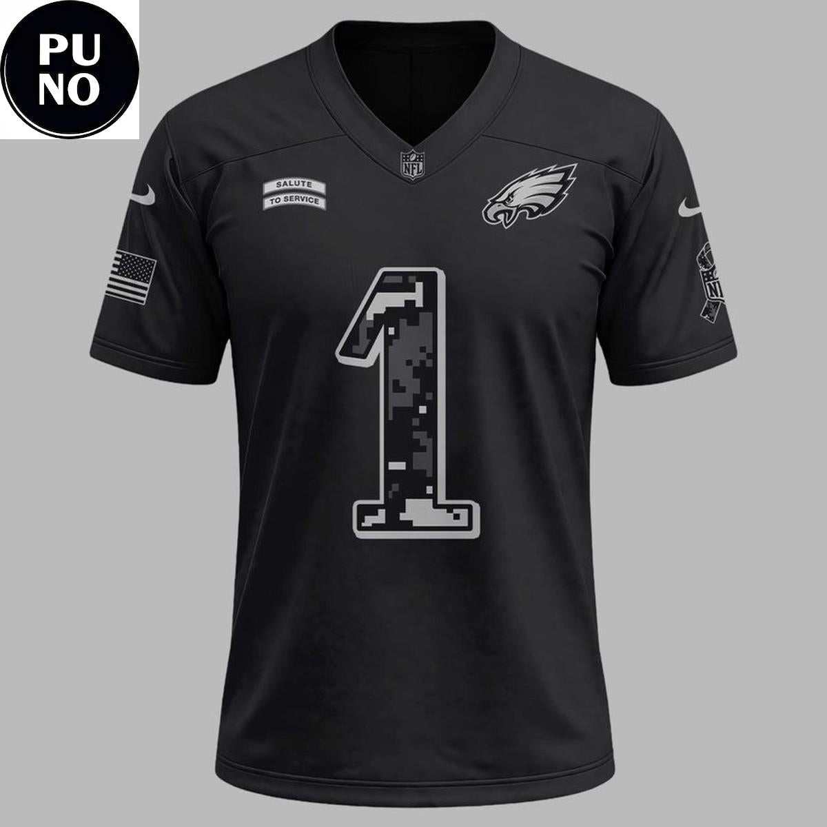 Philadelphia Eagles 2026 Salute to Service Black Personalized Football Jersey