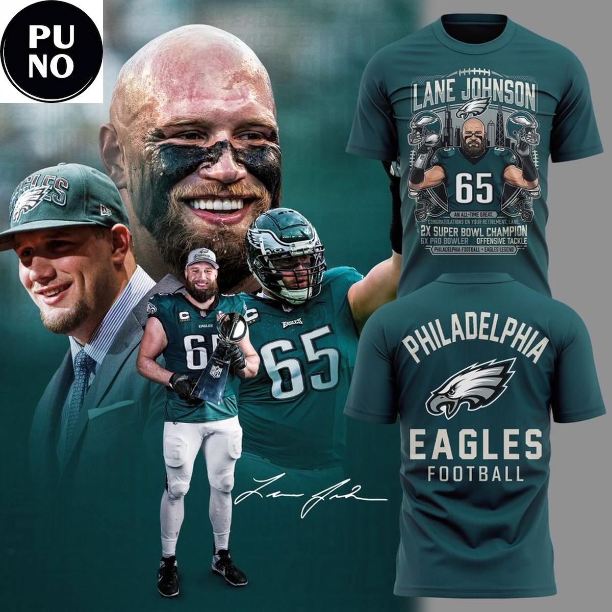 Philadelphia Eagles x Lane Johnson 2026 Always Remembered Legend Hoodie T-Shirt
