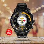 Personalized Pittsburgh Steelers Black Stainless Steel Watch – TANTN16033