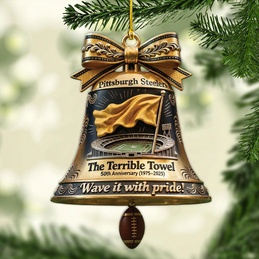 Pittsburgh Steelers 50th Anniversary The Terrrible Towel Custom Shape 2-sided Acrylic Ornament – MAITM13958