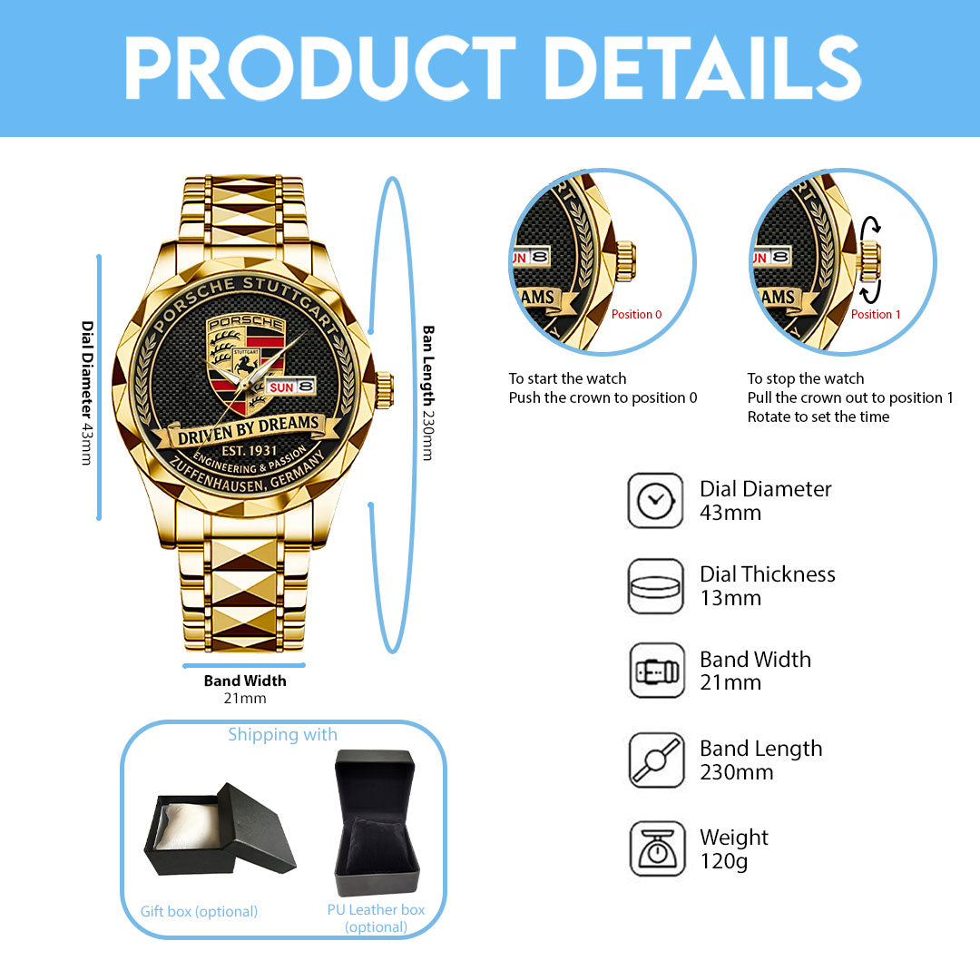 Porsche Stuttgart Alloy Luxury Quartz Watch – TANTN20823