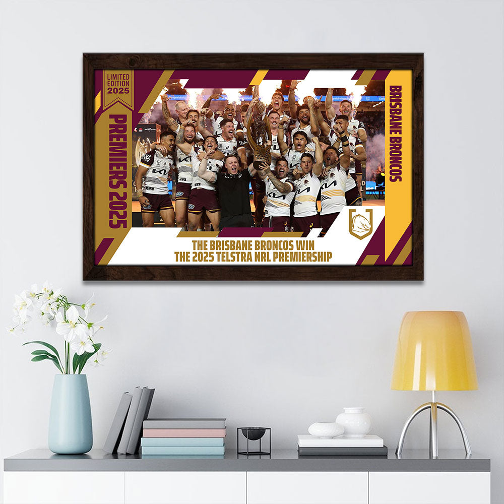 Brisbane Broncos 2025 NRL Premiers Rectangle Canvas With Inner Frame – TMTHU1805