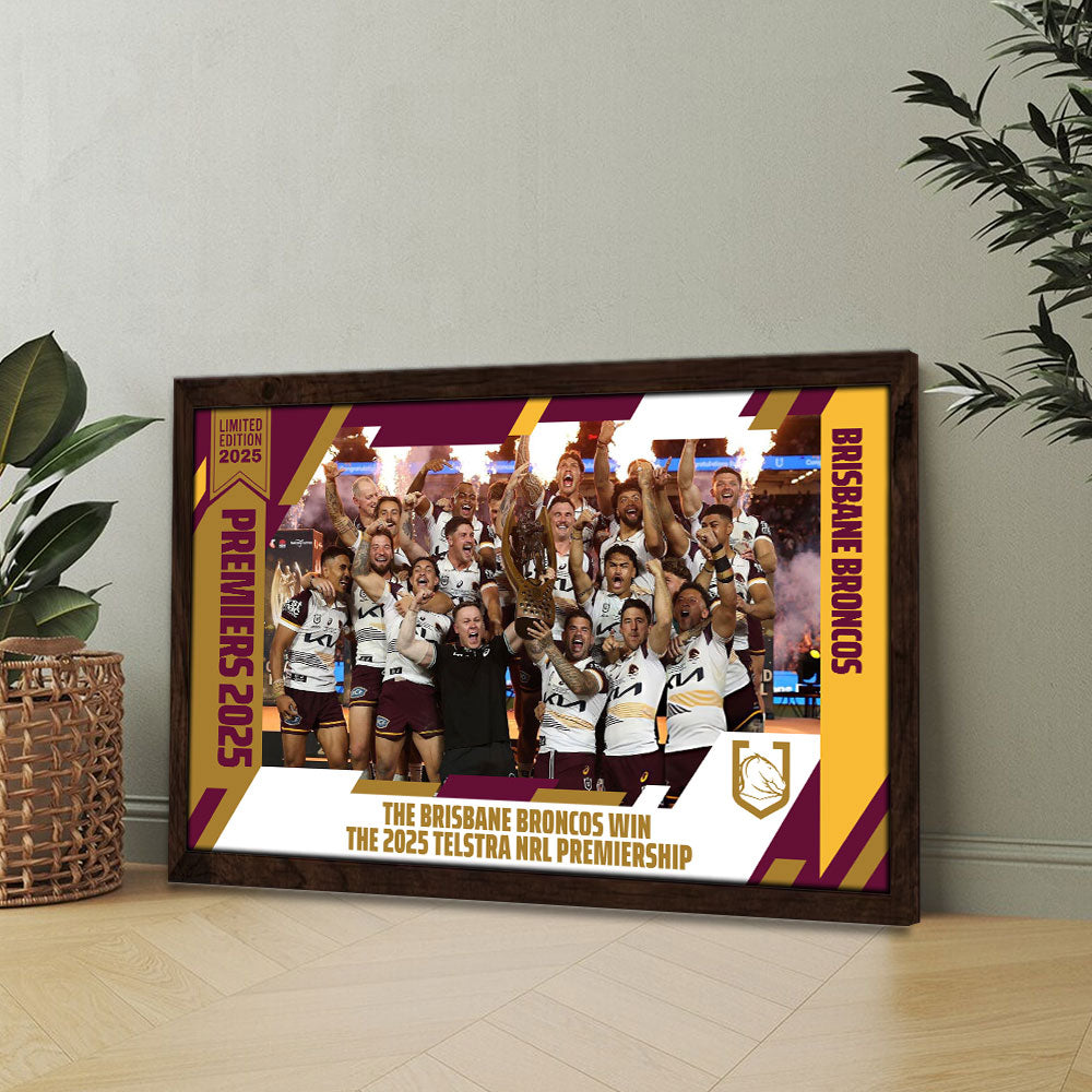 Brisbane Broncos 2025 NRL Premiers Rectangle Canvas With Inner Frame – TMTHU1805