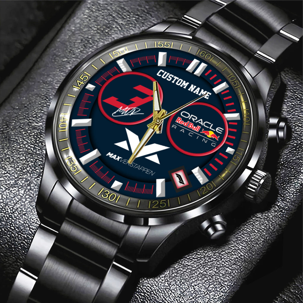 Personalized Red Bull Racing x Max Verstappen Black Stainless Steel Watch – TANTN21372