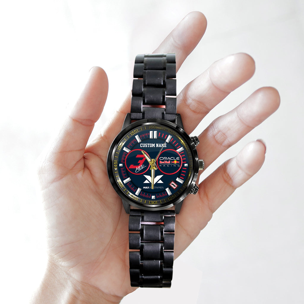 Personalized Red Bull Racing x Max Verstappen Black Stainless Steel Watch – TANTN21372