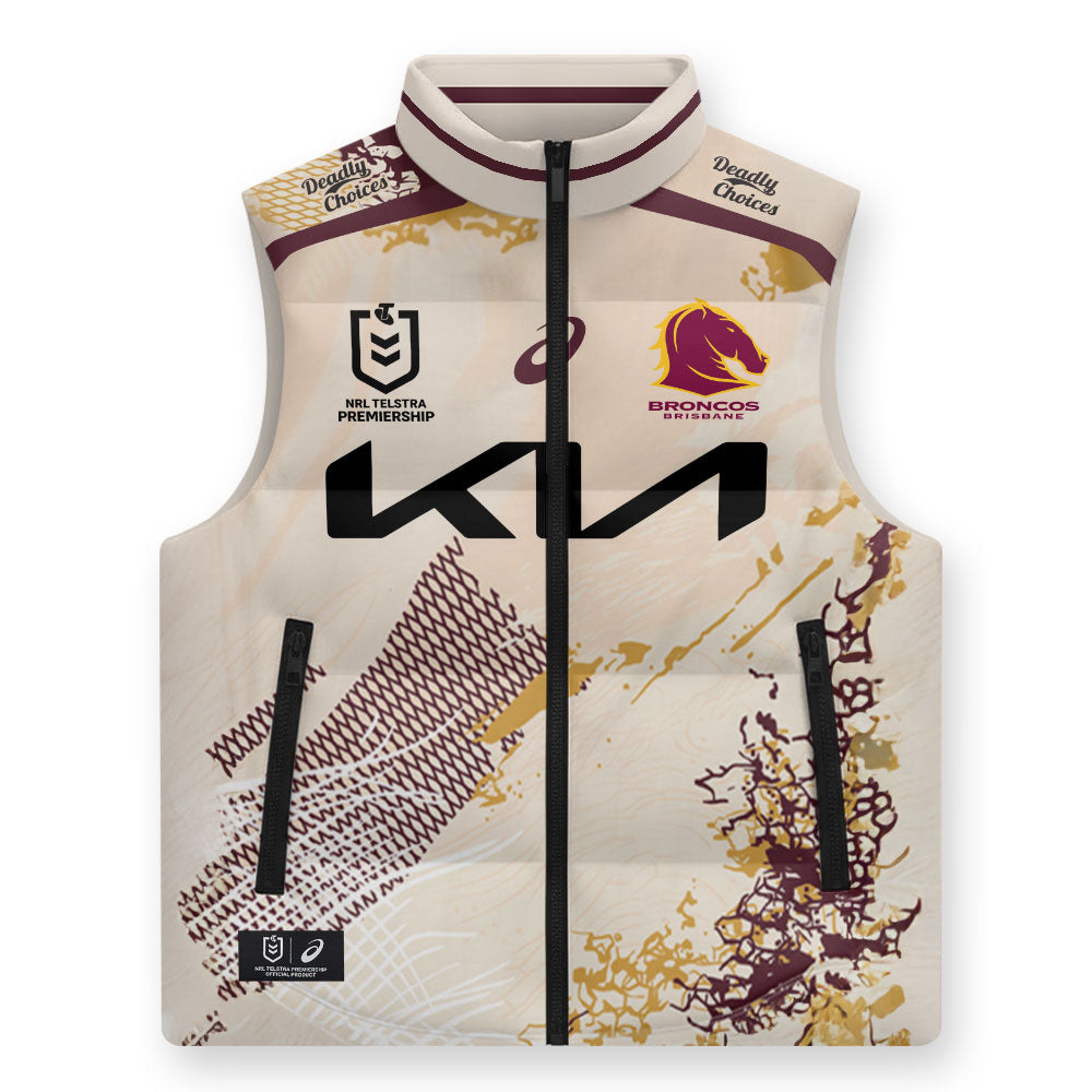 Brisbane Broncos Premiers 2025 3D Sleeveless Down Jacket – TMTHU1634