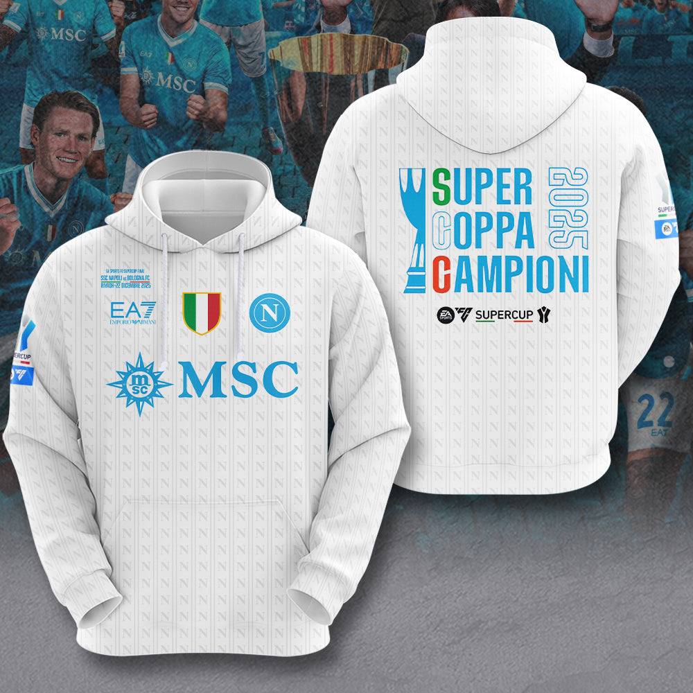 S.S.C. Napoli 2025 Italian Super Cup Champions 3D Apparel – MAITM14193