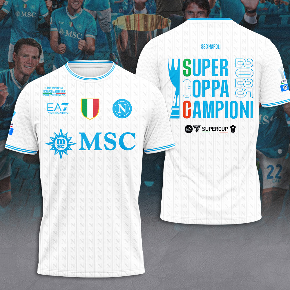 S.S.C. Napoli 2025 Italian Super Cup Champions 3D Apparel – MAITM14193