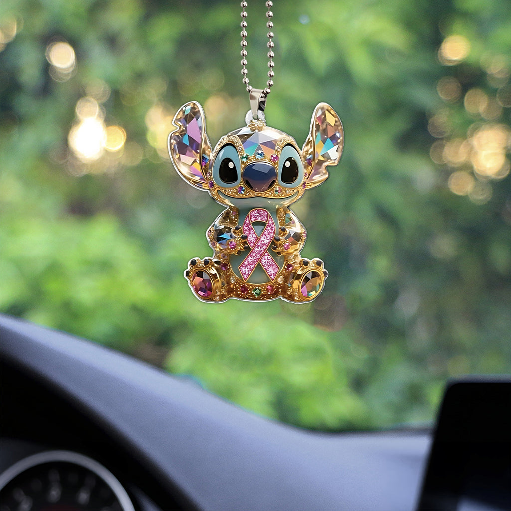 Breast Cancer Awareness x Stitch Custom Shape 1-sided Acrylic Car Ornament – TMTHU666