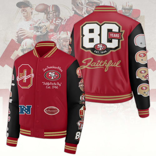 San Francisco 49ers 80th Anniversary Varsity Jacket – TANTN22259