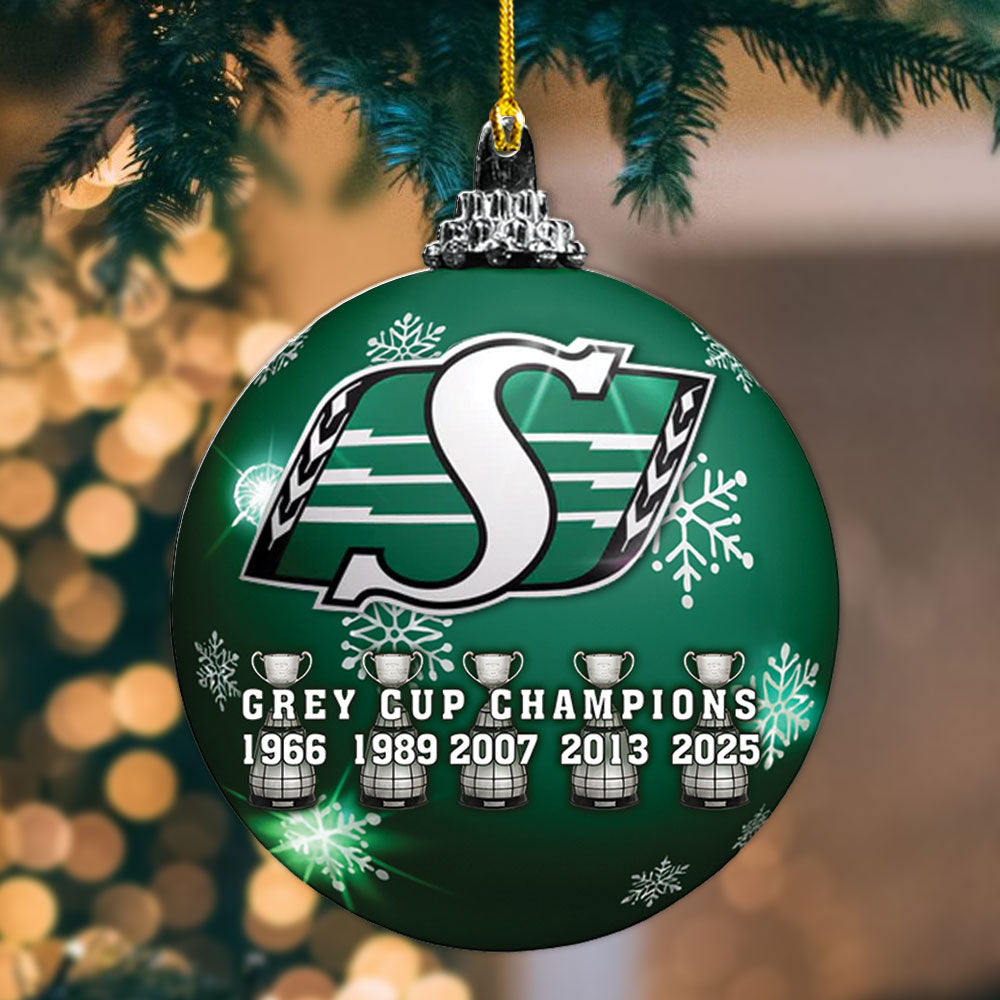 Saskatchewan Roughriders 2025 Grey Cup Champions Custom Shape 2-sided Acrylic Ornament – MAITM13924