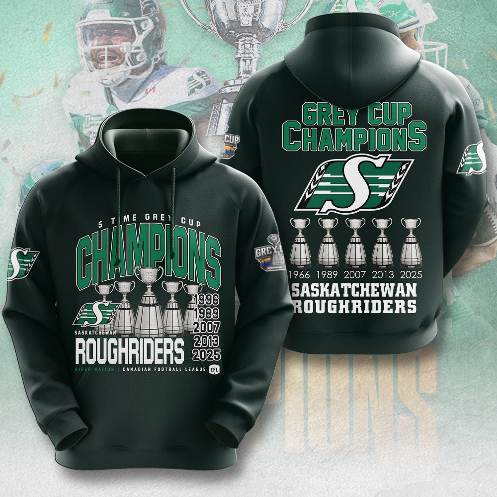 Saskatchewan Roughriders 2025 Grey Cup Champions 3D Apparel – MAITM13853