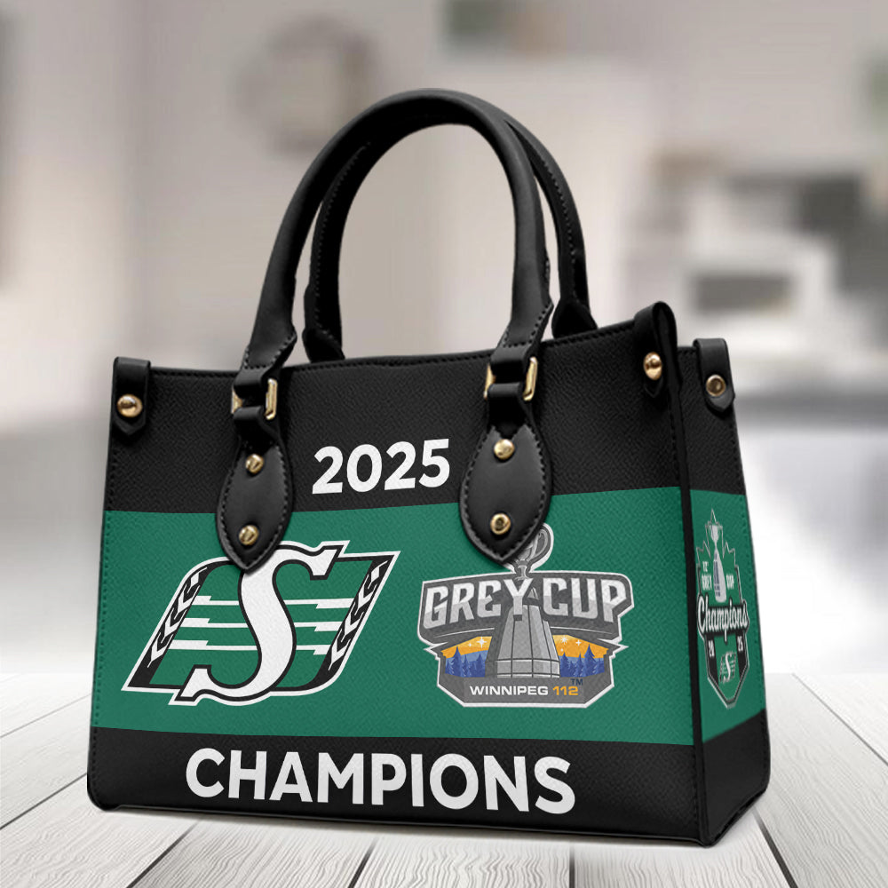 Saskatchewan Roughriders 2025 Grey Cup Champions Leather HandBag – MAITM13901