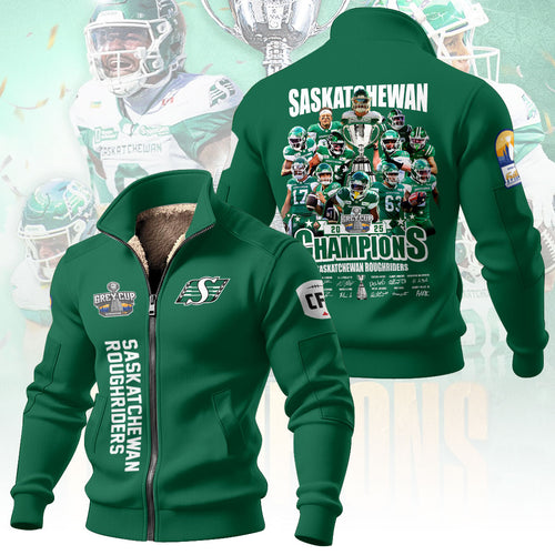 Saskatchewan Roughriders 2025 Grey Cup Champions Thick Knit Fleece Jacket – MAITM13912