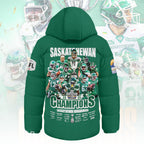 Saskatchewan Roughriders 2025 Grey Cup Champions Thickened Down Hooded Jacket – MAITM13885