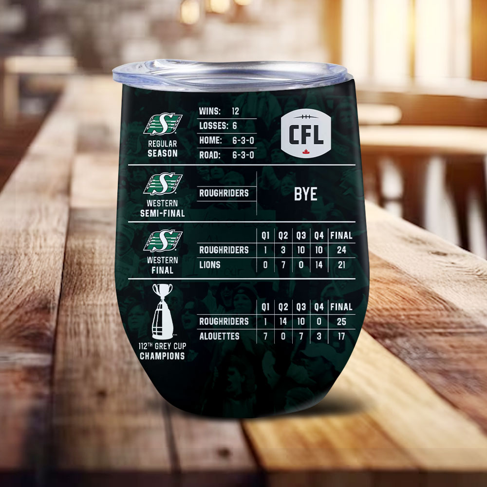 Saskatchewan Roughriders 2025 Grey Cup Champions Wine Tumbler – MAITM14044
