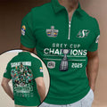 Saskatchewan Roughriders 2025 Grey Cup Champions Zip Polo Shirt – GNENEW761
