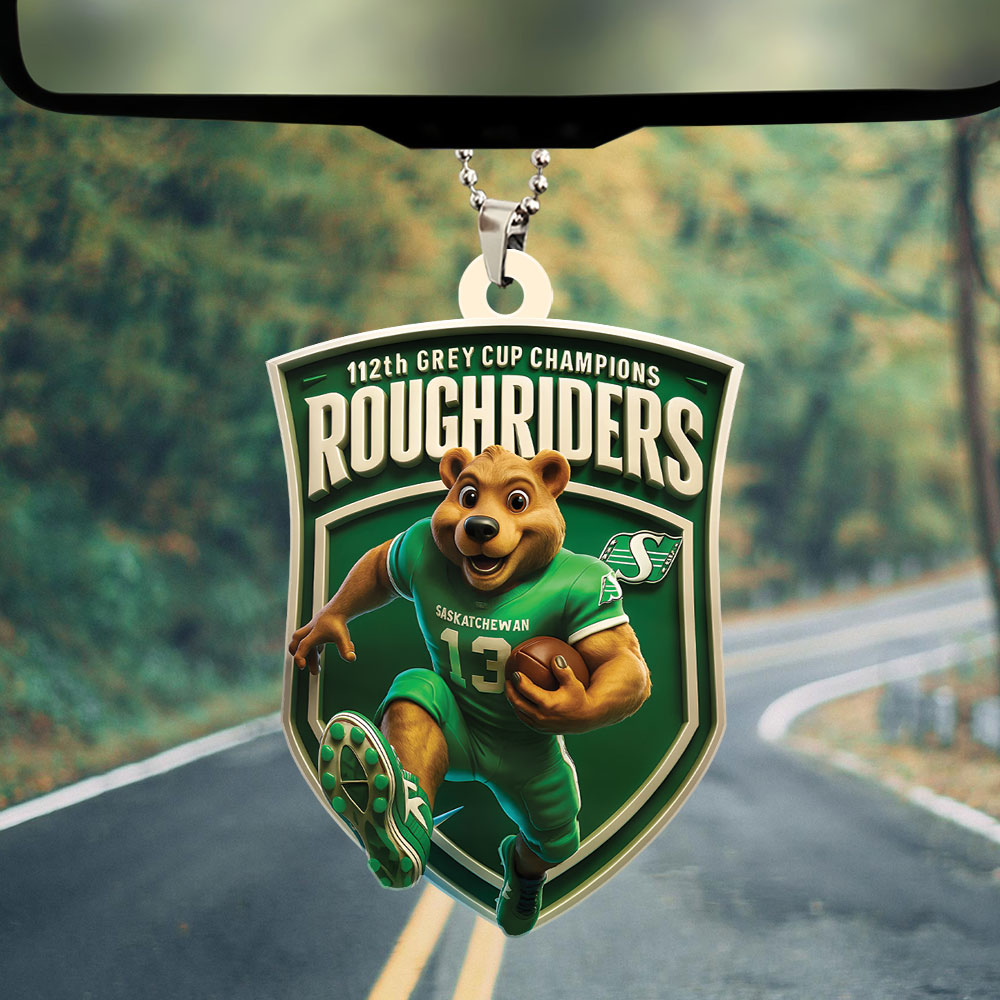 Saskatchewan Roughriders 2025 Grey Cup Champions Custom shape 2-sided Acrylic Car Ornament – TMTHU2249