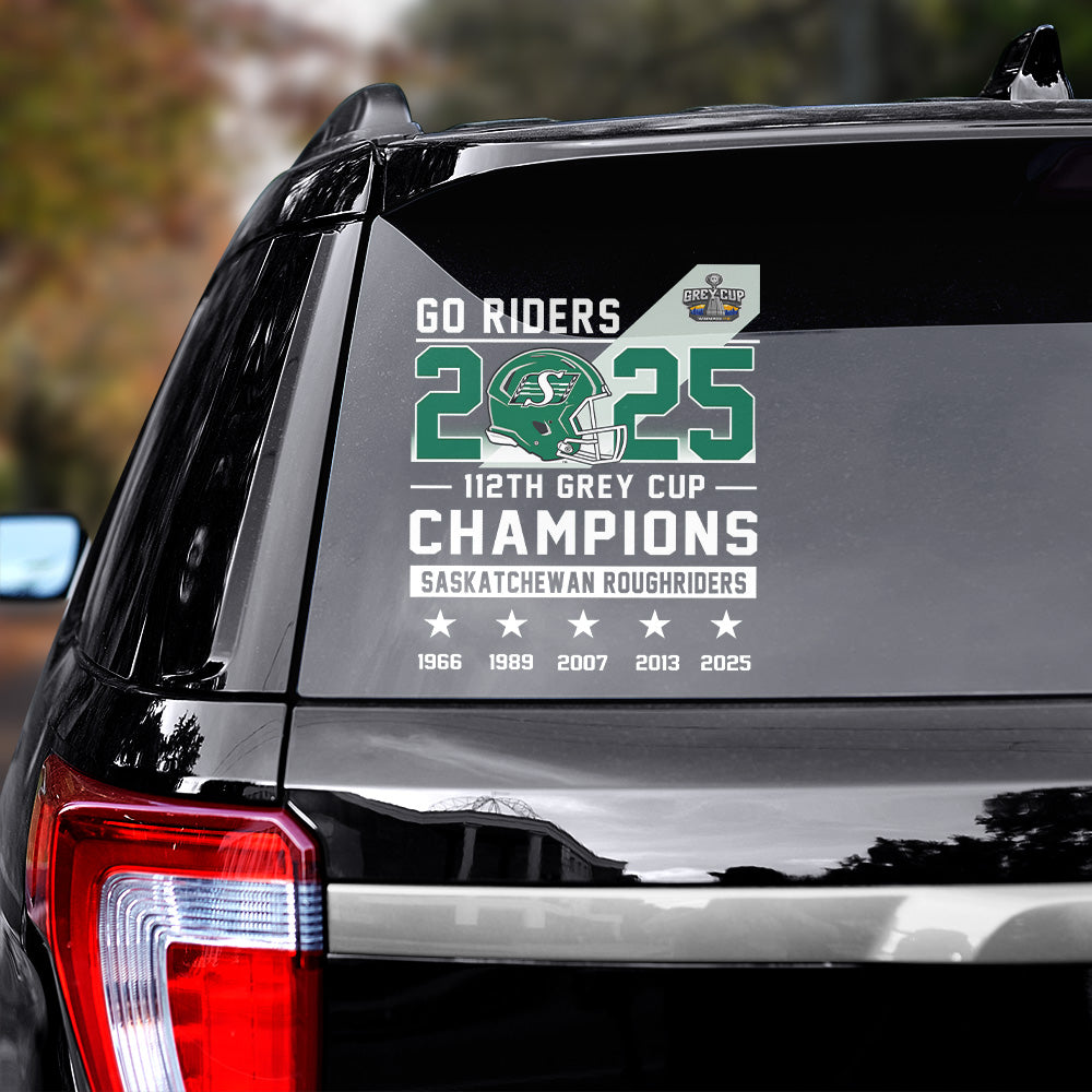 Saskatchewan Roughriders 2025 Grey Cup Champions 3D Car Sticker – TANTN18842