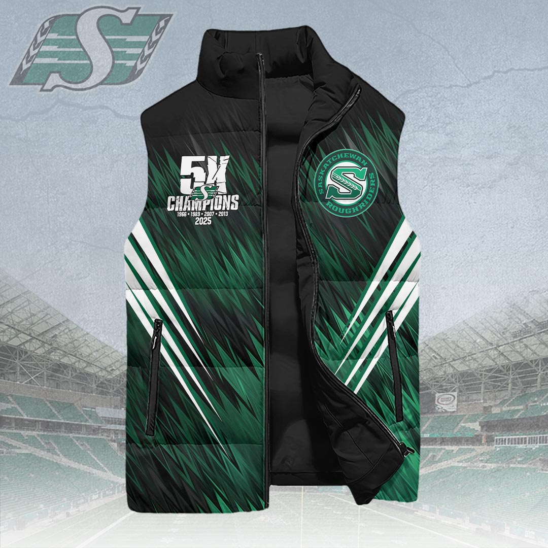 Saskatchewan Roughriders 2025 Grey Cup Champions 3D Sleeveless Down Jacket – HOATT15137