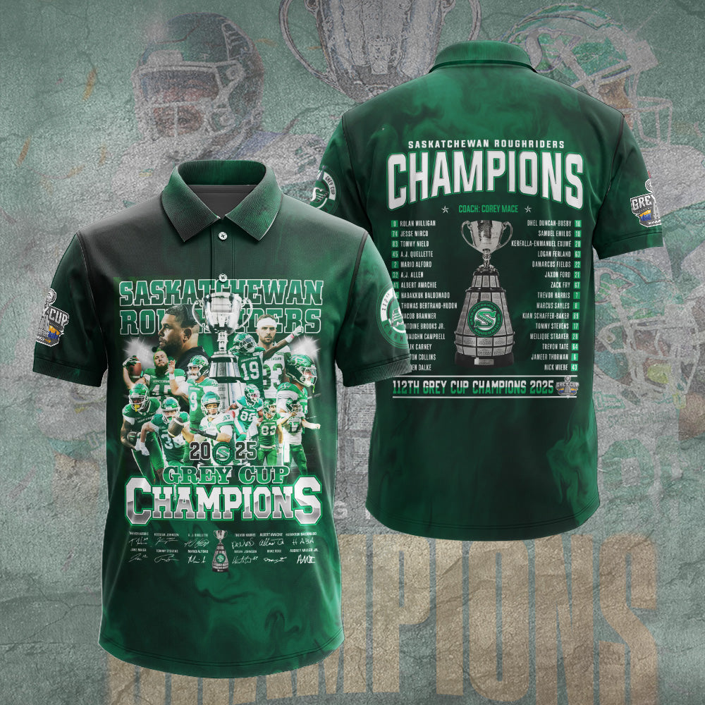Saskatchewan Roughriders 2025 Grey Cup Champions 3D Apparel – TANTN18827