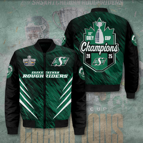 Saskatchewan Roughriders 2025 Grey Cup Champions 3D Bomber Jacket – TANTN18977